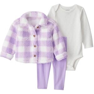 Carter’s Just One You 3 Piece Plaid Sherpa Jacket w/ Bodysuit & Pants